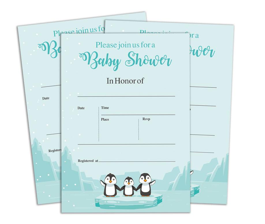 Darling Souvenir Baby Shower Invitation Card 28 Pcs Fill or Write In Blank Invites Printable Party Supplies