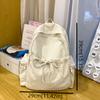 Sweet Nylon Lightweight Backpack Solid Color Travel Shoulders Bag Bow Wrinkle Backpack  Women
