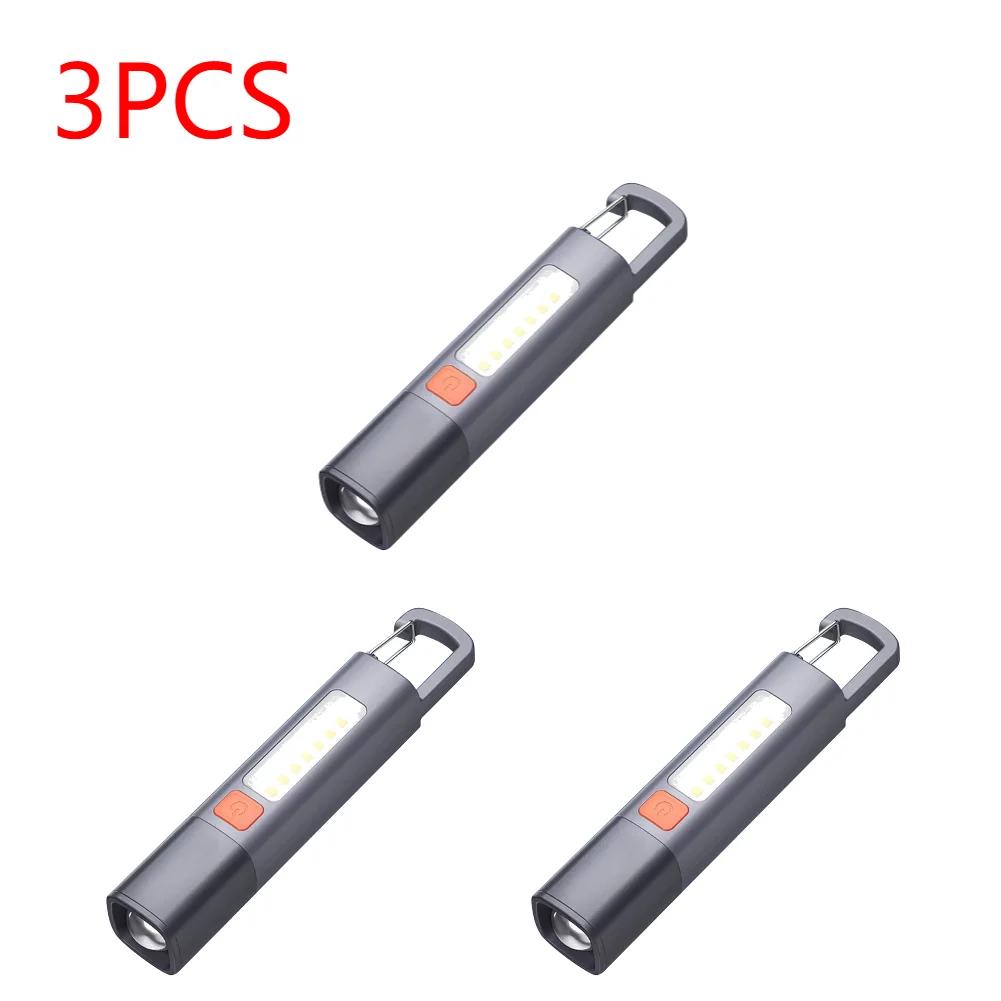 1-10Pcs Outdoor Flashlights Portable Strong Light Variable Focus with Floodlight Side Lights Long Range Torch USB Rechargeable