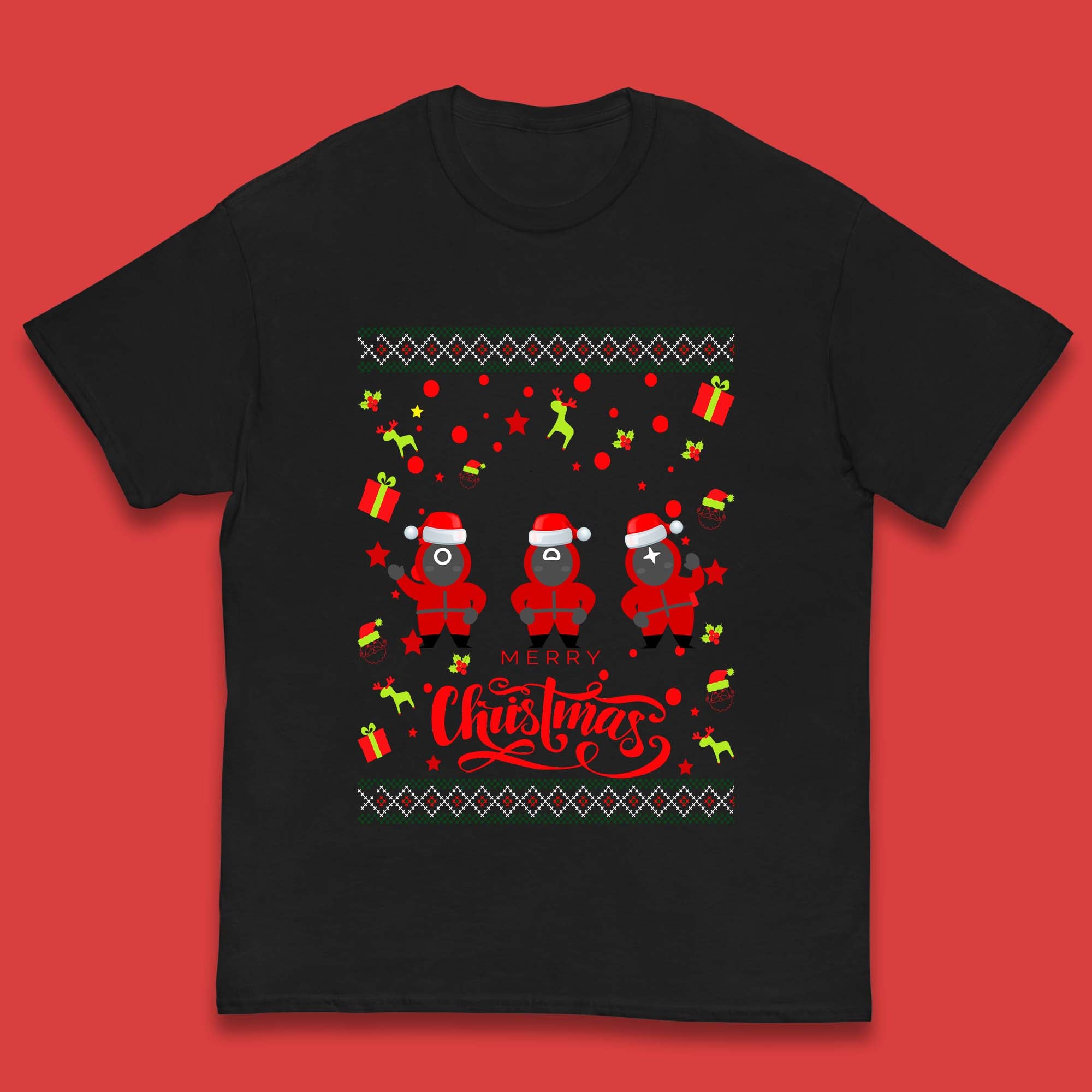 Squid Game Guards Christmas Kids T-Shirt 100