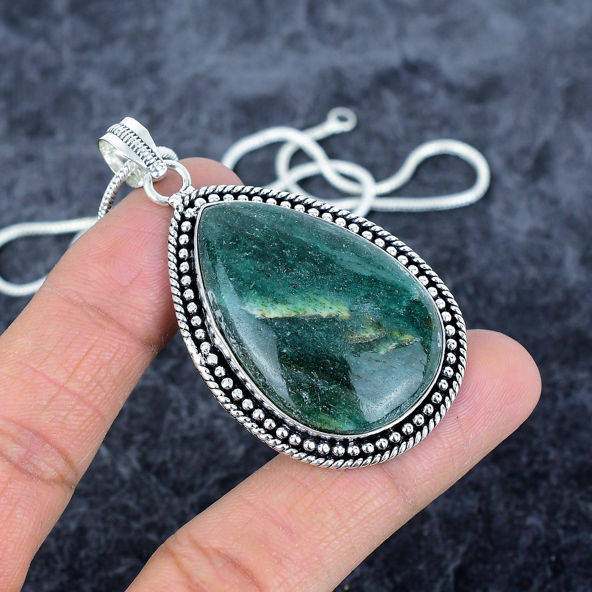 

Green Aventurine Gemstone 925 Sterling Silver Jewelry Pendant 2.48 M-2875