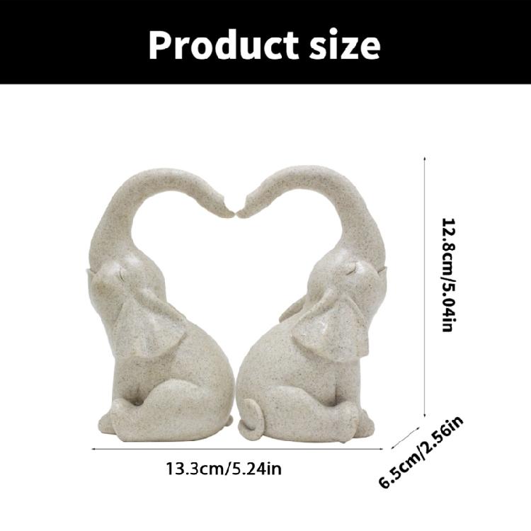 Pair of Elephant Sculpture Resin Statue Love Elephant Designs Figurine Statues for Patio and Indoor Desk Decoration