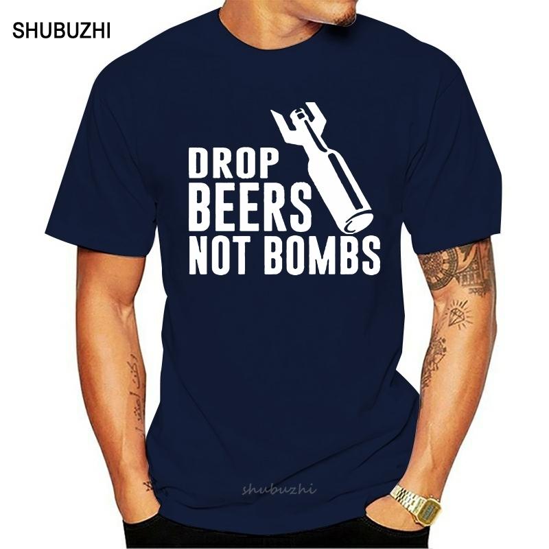 Drop beers not bombs men cotton tshirt summer brand teeshirt euro size S