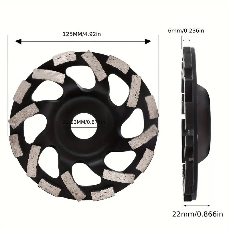 5 Inch Concrete Grinding Wheels 7/8 Inch Arbor Grinding Cup Wheel with Diamond Segments for Paint Epoxy Coating Removal, Black