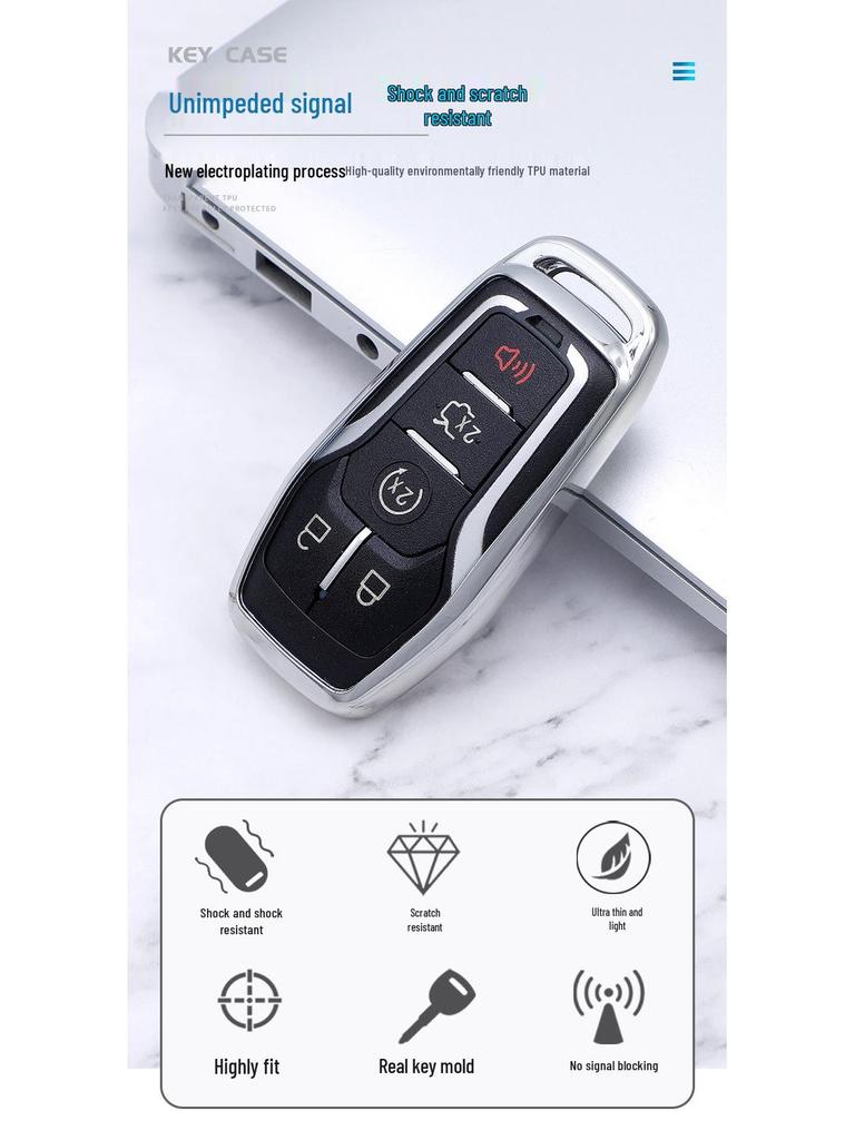 Ford Key Case for Mustang, Taurus, Explorer, Raptor, F-150 - Half-Pack Key Shell