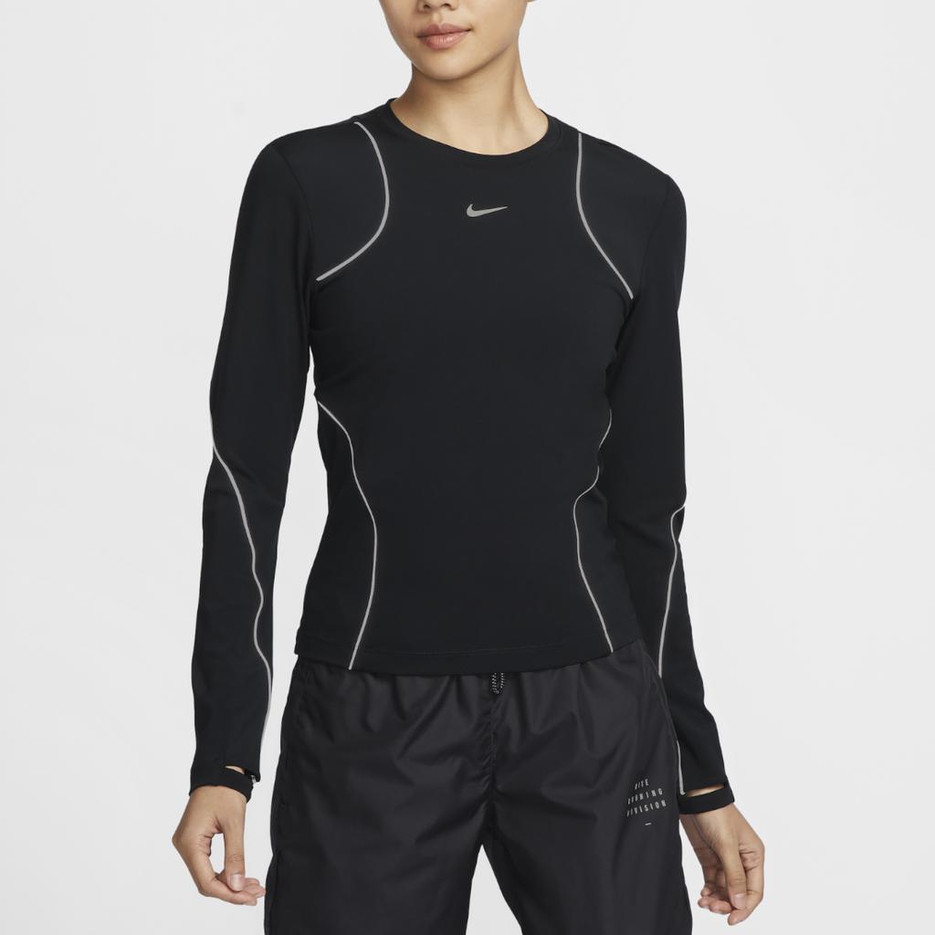 Nike Dri-Fit Running Division Casual Comfortable Versatile Long Sleeve Fitness Top Women tops Black FV6419-010