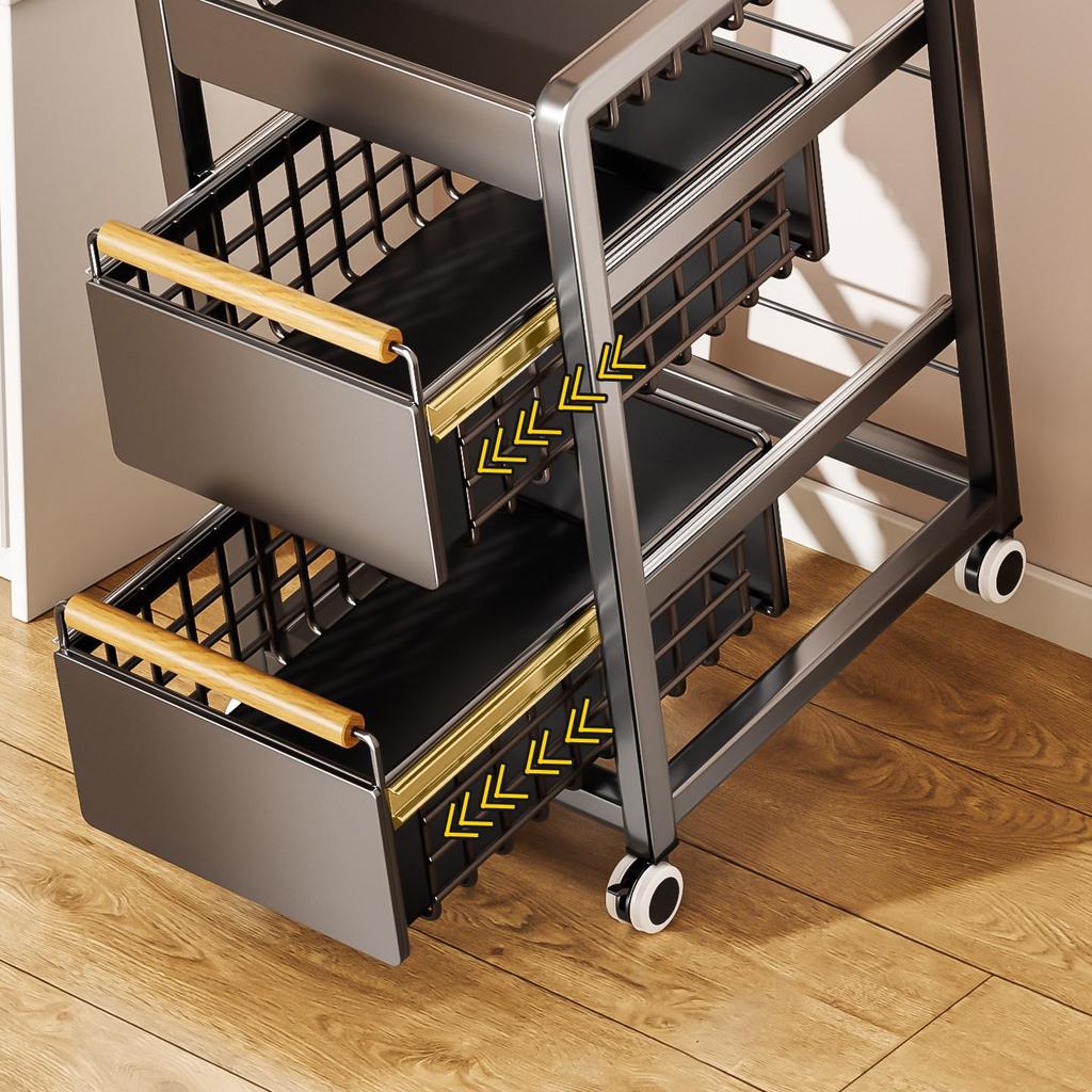 Multi-Layer Mobile Kitchen Cart for Seasoning, Snacks, and Produce Storage