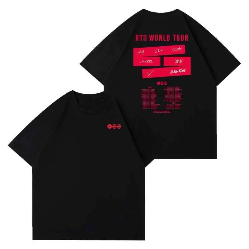 Kpop BTS 2026 Welttournee Arirang Gleicher Stil T-Shirt Herren Damen Mitglieder Namensliste Druck Lässiges Kurzarm-T-Shirt Koreanische Fans Geschenk