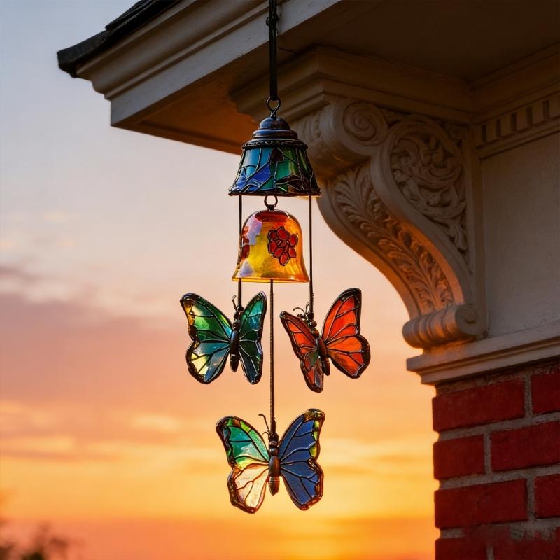 Butterfly Wind Chimes Producing Clear Tone for Balconies and Garden Creating a Peaceful Artistic Iron Design