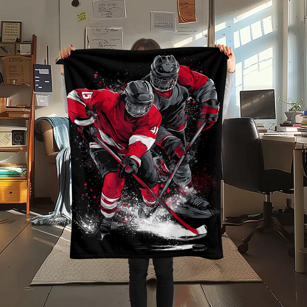 

Hockey sport Print Flannel Blanket, High quality Comfortable for All Seasons, Home Decor, Warmth and Comfort, Perfect for Christmas Gifts 80cm x 120cm