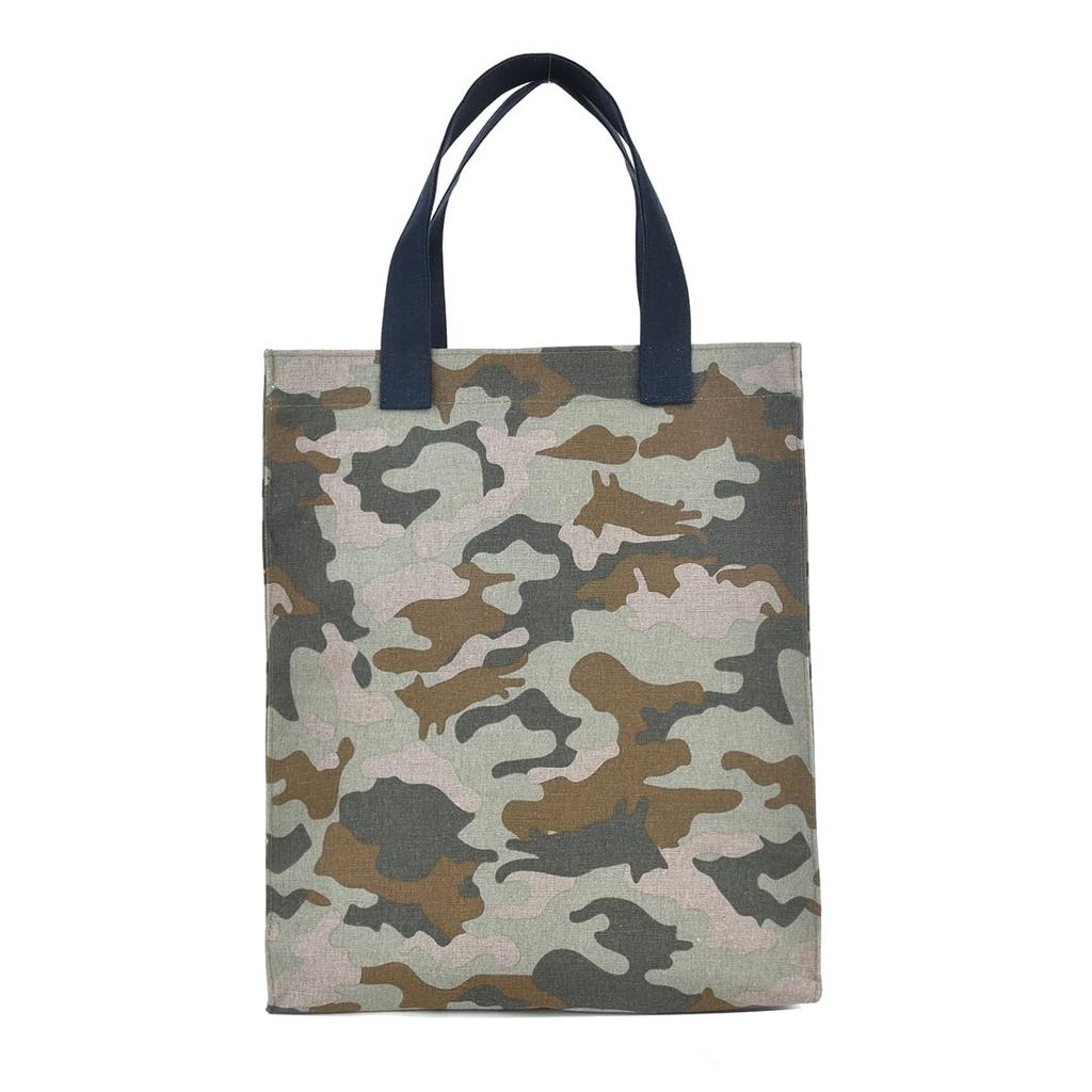Kusguru Japan Women's Square Tote Bag with Vinyl-Coated Lining, Green