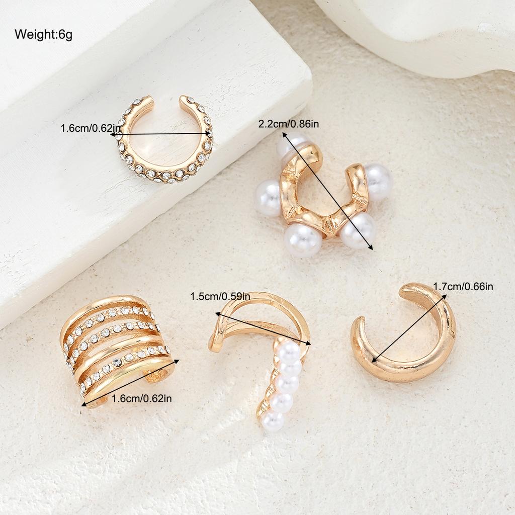 iF ME 5pcs Gold Color Zircon Ear Clip Earrings Set For Women New C Ear Cuff Non-Piercing Ear Ear Clip Set Trend Jewelry Gifts