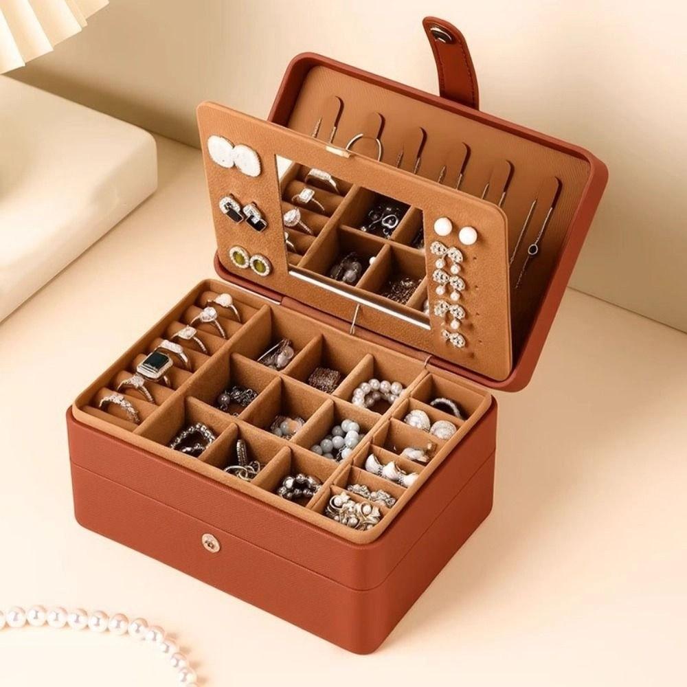 Multilayer Jewelry Holder PU Jewelry Storage Case Fashion Square Jewelry Box  Travel