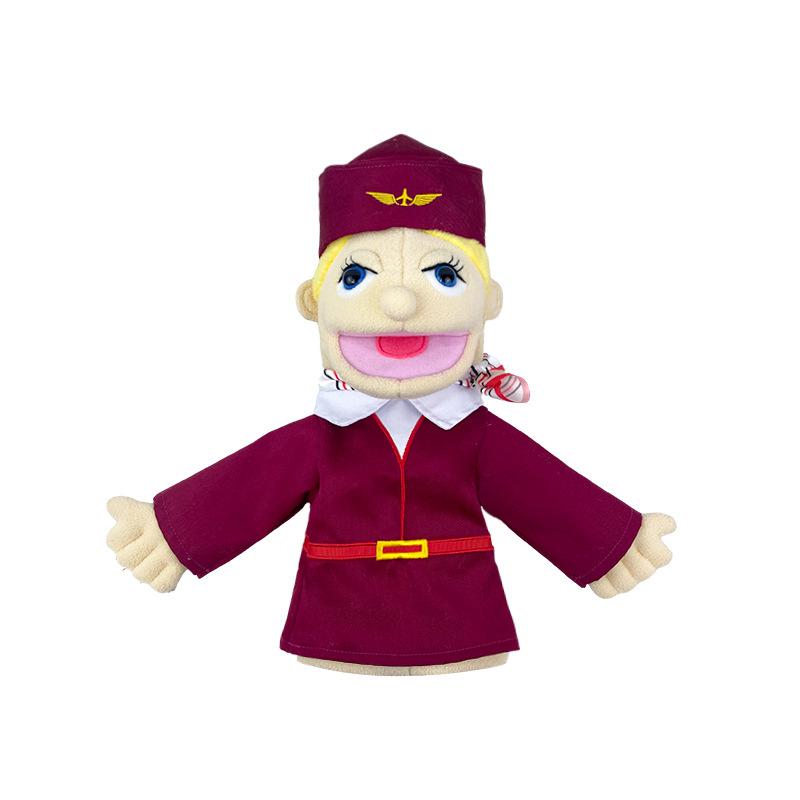 Bambola peluche burattino a mano per l'industria, burattino a mano pompiere, la bocca si muove, per accompagnare e calmare i bambini