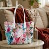 Watercolor Floral Print Ladies Casual Large Capacity Shoulder Tote