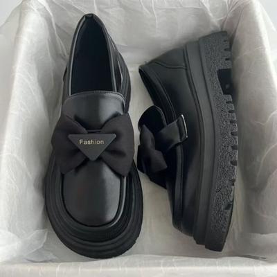 Chaussure Mary Jane Simple pour Femme Plateforme Rétro Lolita Mocassins Escarpins Nouvelle Tendance Étudiante Fille Douce Nœud Chaussures en Cuir Zapatos De Mujer