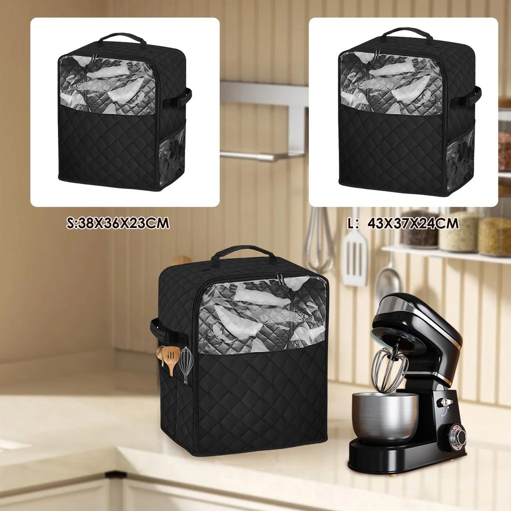 Kitchen Dust Cover Waterproof Stand Mixer Cover with Appliance Sliders Base and Storage Pockets Fit 4.5-8 Quart KitchenAid Mixer