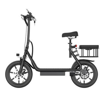 Adult Foldable Electric Scooter with Rear Basket Seat 500W Motor 48V Battery 14 Inch Tires