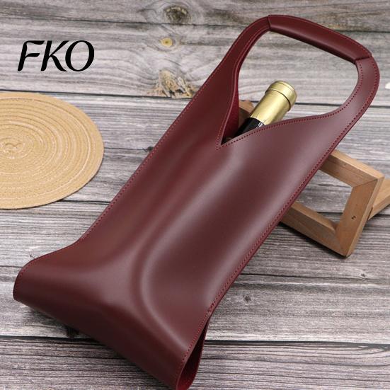 Single Wine Carrier Faux Leather Tote Bag, Portable Pouch, Waterproof Durable Bottle Holder Protector Sleeve for Champagne Beer Bag