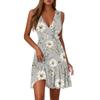 Ladies Casual Fashion V-Neck Sleeveless  Print Dress