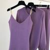 Women 3pcs/set Outfits Knitted Sweater Suit Casual Chain Vest Knitted Jacket + Elastic Pants Three-piece Sets