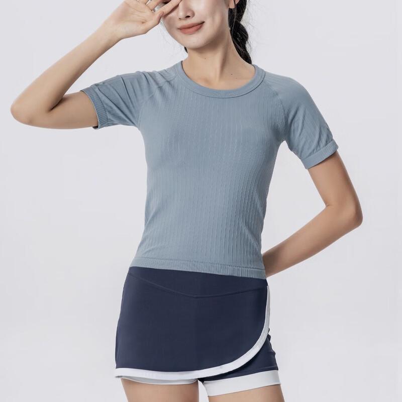 WEZHO Women s Seamless Yoga Short-Sleeve Training Top