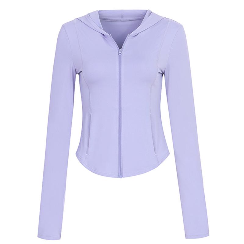 Women's Slimming Hooded Yoga Jacket – Stretchy Zip-Up Cardigan for Running & Fitness
