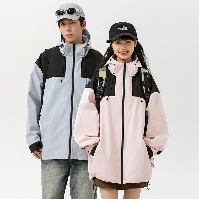 Spring and Autumn Tide Hooded Windproof Color Matching Jacket Spring and Autumn Mountain Outdoor Waterproof High Gram Tooling Mountaineering Suit