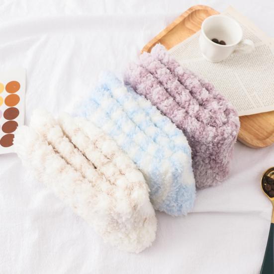 1 para skarpetek podłogowych w paski, rozciągliwe, miękkie, do połowy łydki, odporne na zimno, wygodne, zimowe, termiczne, damskie, domowe, kapcie, skarpetki do spania