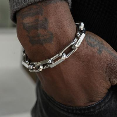 Bracciale da Uomo Catena Cubana Spessa Stile Industriale Hip-hop Punk Trendy Mano Acciaio Inossidabile Catena a Croce