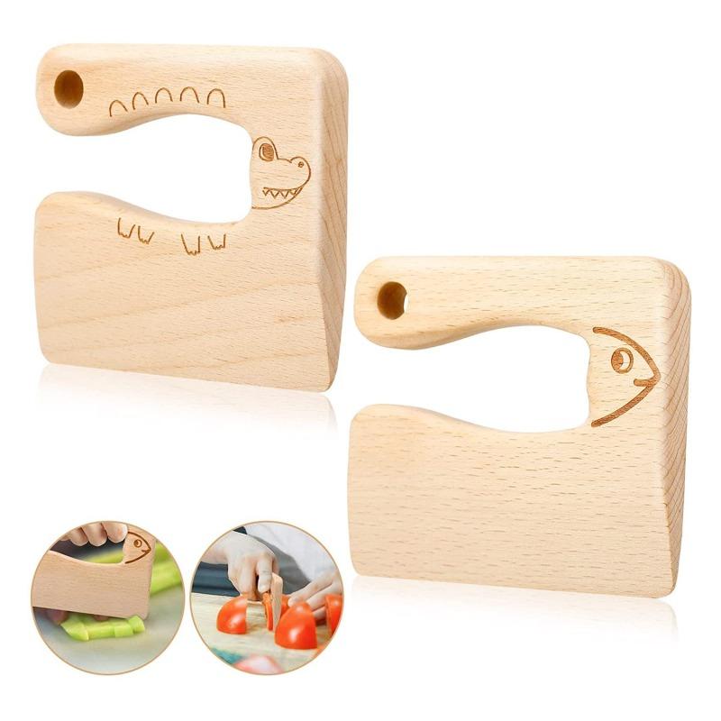 Wooden Knife Kids Cooking Toys Safe Knives Cutting Fruit Vegetable Chopper Kitchen Toy Montessori Education Tools For Toddlers