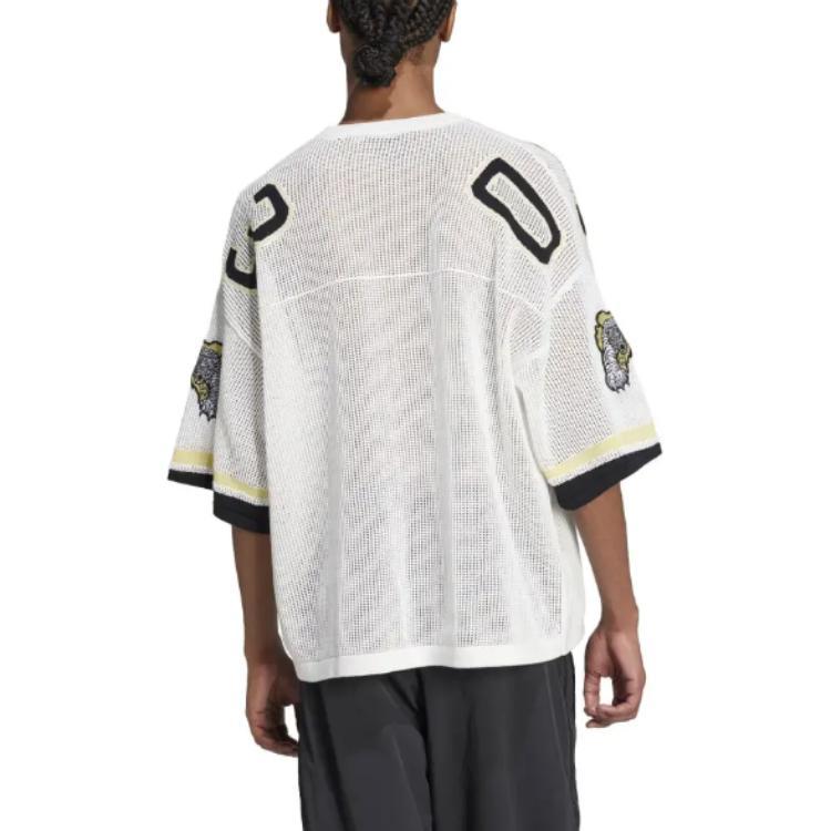 adidas Camiseta Masculina Original Digital com Decote V, Logo, Corte Solto, Manga Curta, Tops Brancos JX1699