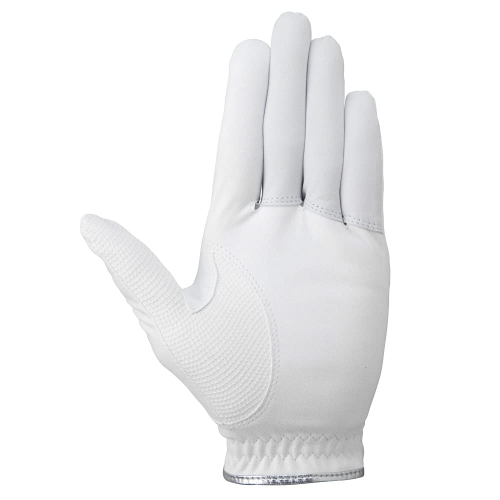 MIZUNO Mizuno Musou Golf Synthetic Leather and Synthetic Leather 5MJML151 Men's Gloves, Left-Handed, Palm Sheepskin, Back (Suede), White, 22cm,