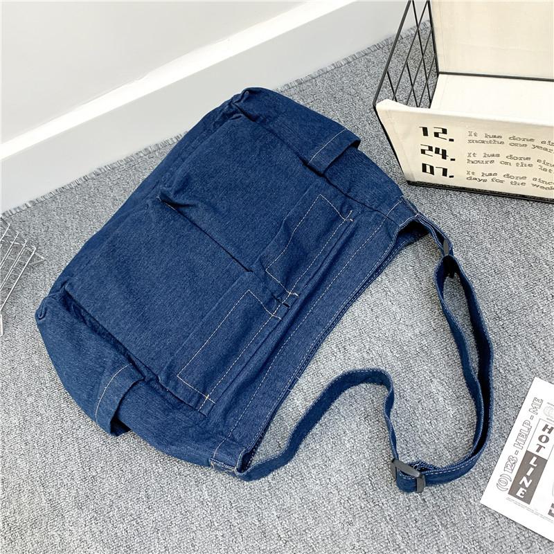 Джинсовая сумка Женская большая вместительная сумка через плечо Студенческая сумка через — фото 10