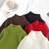 Kids Autumn Winter Fleece Lined Thick Knit Sweater Unisex Solid Pullover Base Layer Top