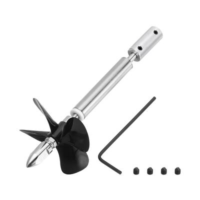 Uxcell RC Boat Drive Shaft W Propeller and Coupling Joint Assembly Kit, L100mm Shaft, L50mm Sleeve, D55mm Four Propeller, Fits 5mm Motor Shaft