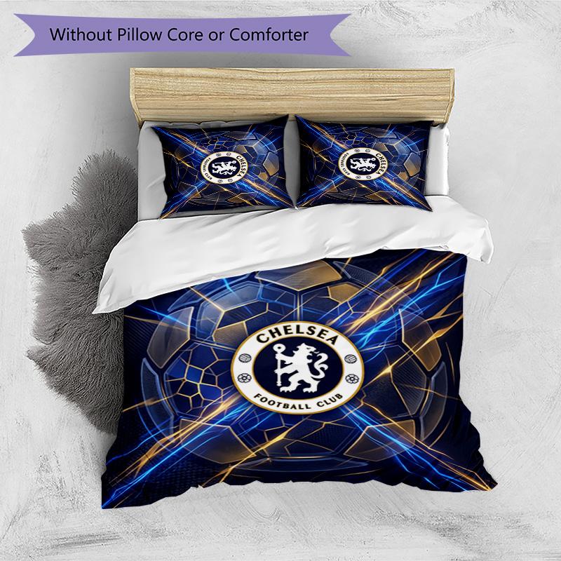 Set Lenzuola 3 Pezzi Stampato Chelsea FC Morbido Delicato sulla Pelle Lavabile Copripiumino e Federe Set Tutte le Stagioni Camera da Letto