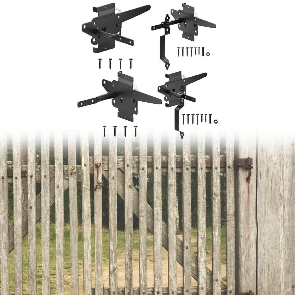 Self Locking Gate Latch Spring Outdoor Automatic Lever Fence Gate Lock for Barn Door Backyard Porch Pool Gates Courtyard