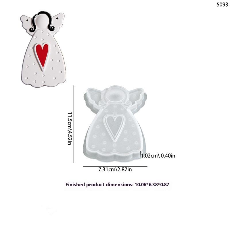 DIY Faceless Angel Silicone Mold Christmas Tree Hanging Ornament Plaster Concrete Resin Mould Heart Dot Texture Dress Girl Craft