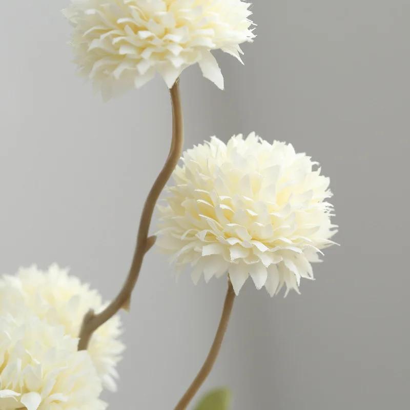 Artificial Flower Dandelion Small Thorn Ball Wedding Home Decoration Single 5 Ping Pong Chrysanthemum Artificial Flower