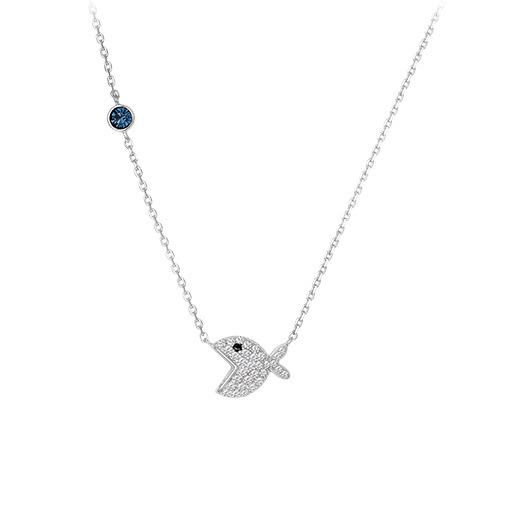 S9 Sterling Silver Fishbone Necklace Women S Micro-Inlaid Zircon Mori Collarbone Chain Creative Hipster Necklace 925 silver