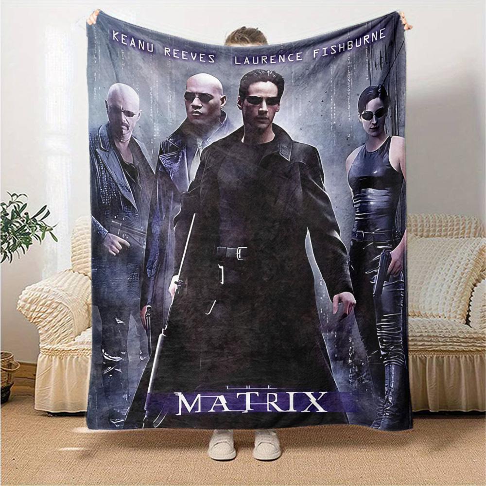 1pc Keanu Reeves Laurence Fishburne Flannel Blanket Soft Warm Throw for Home, Office, Travel, All-Season Cozy Bedding GiftL1121