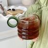 Korean-style Ins Glass Coffee Cup Ring Handle Drink Milk Cup Household Transparent Simple Glass Breakfast Cup