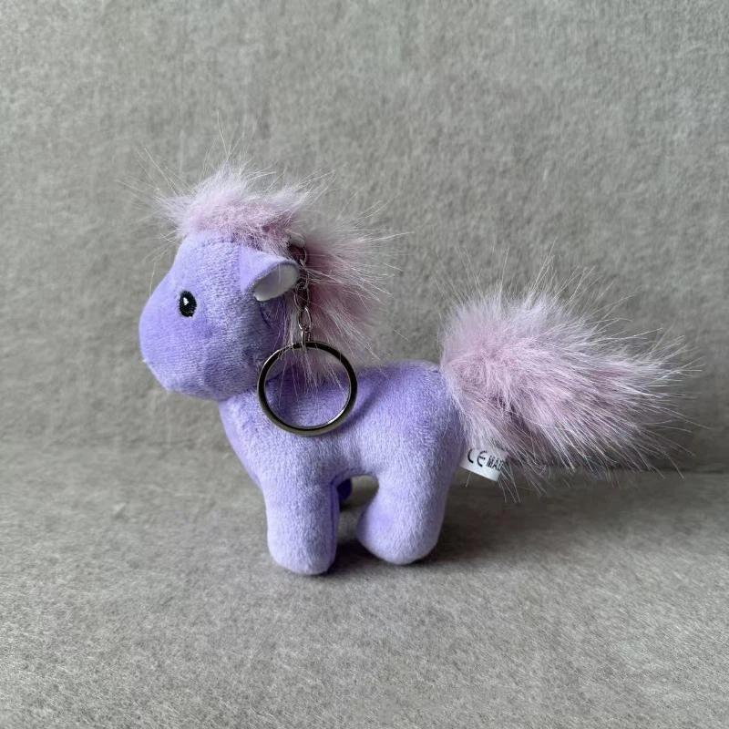 

Kawaii Horse Plush Keychain Cute Soft Animal Pendant Keyring Car Key Buckle Accessories Girl Women Bag Hanging фіолетовий