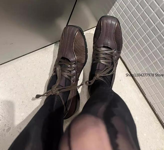 Fashion Women's Ballet Flats Fashion Korean Ballet Style Lace-up Retro Casual Shoes Comfortable Lightweight Ballet Sneakers