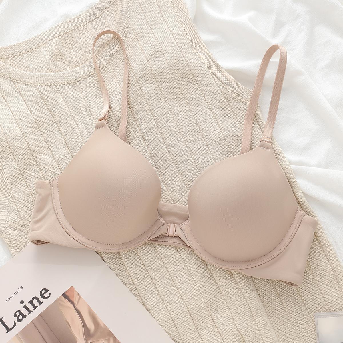 

Сексуальный бюстгальтер пуш-ап с пряжкой спереди для женщин, нижнее белье, регулируемое нижнее белье с глубоким V-образным вырезом, бесшовный бюстгальтер, хлопковое удобное нижнее белье 85D