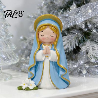 Small Decorative Figurine Cute Wishing Girl Figurine, Cartoon Prayer Resin Artistic Garden Ornament Statue, Christmas Desktop Ornament, Healing
