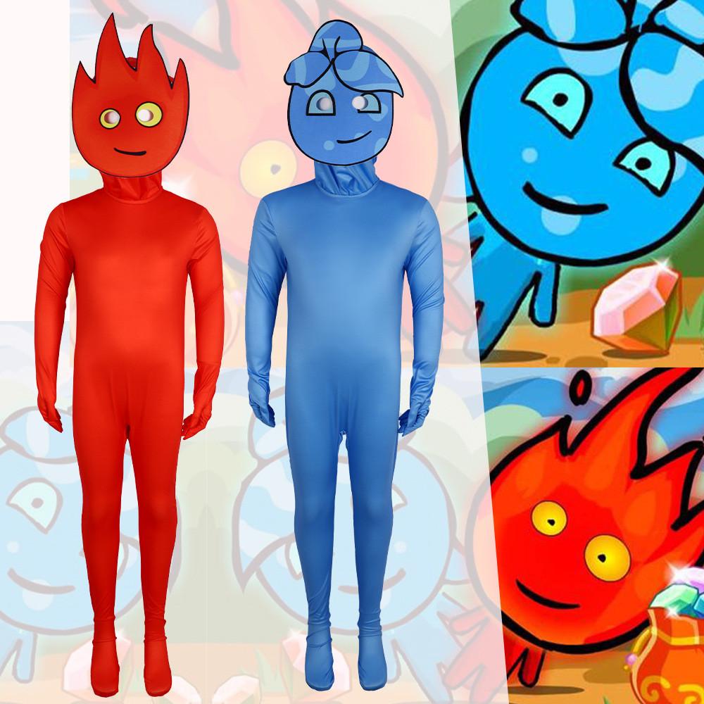 Watergirl Fireboy And Cosplay Costume Cartoon Jumpsuits Halloween Party Garment