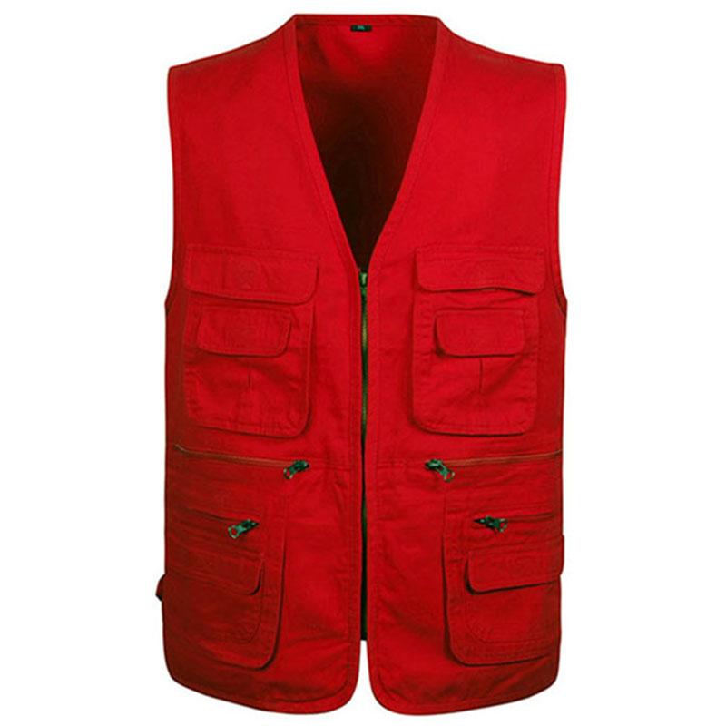 New Men's Cargo Vest Winter Thick Fleece Warm Sleeveless Jacket Solid Color Tactical Coat Men Pockets Work Waistcoat 6XL