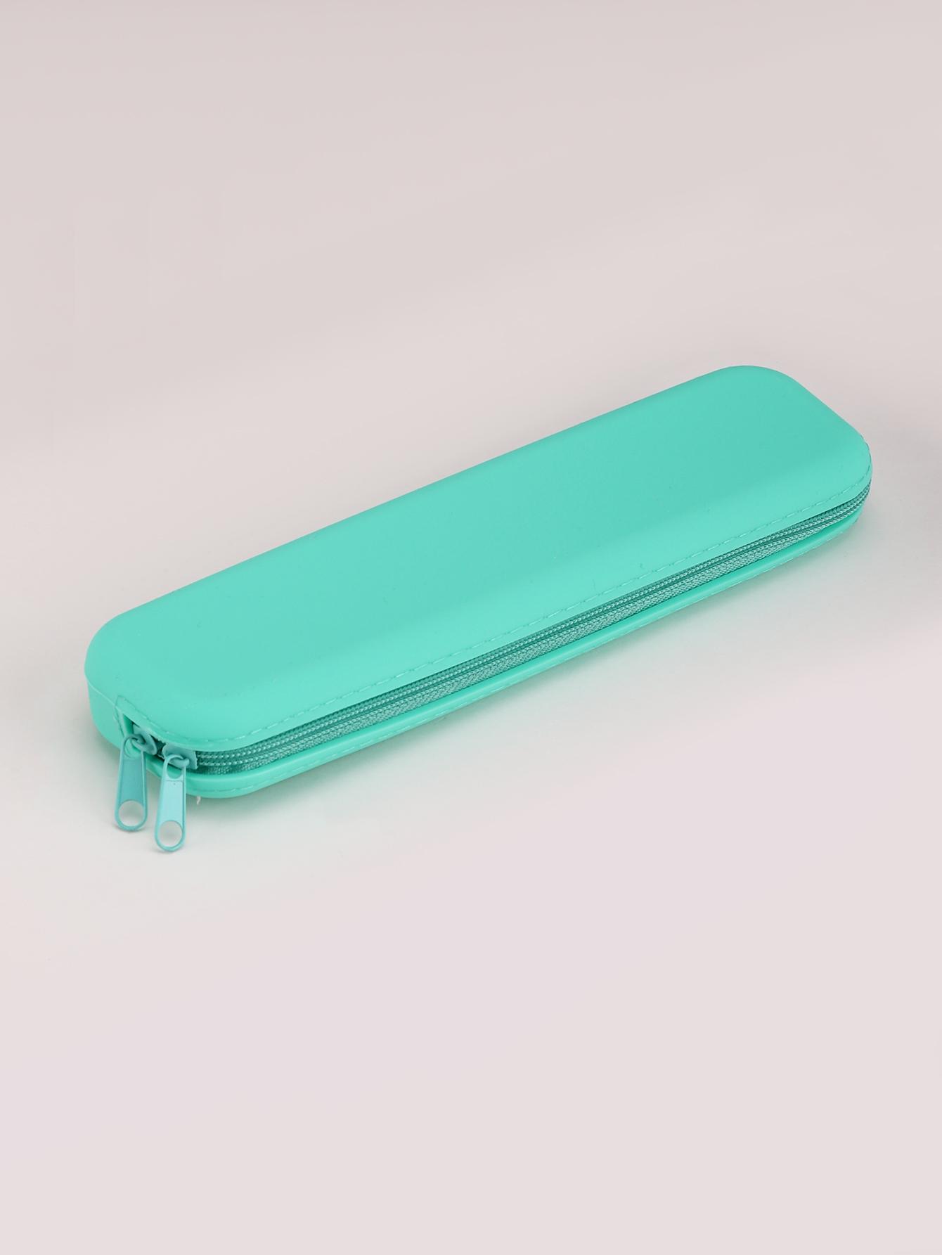 1pc Waterproof Pencil Case Back To School Large Capacity Pencil Case Pouch Supplies Stationary Durable Pencil Case циан